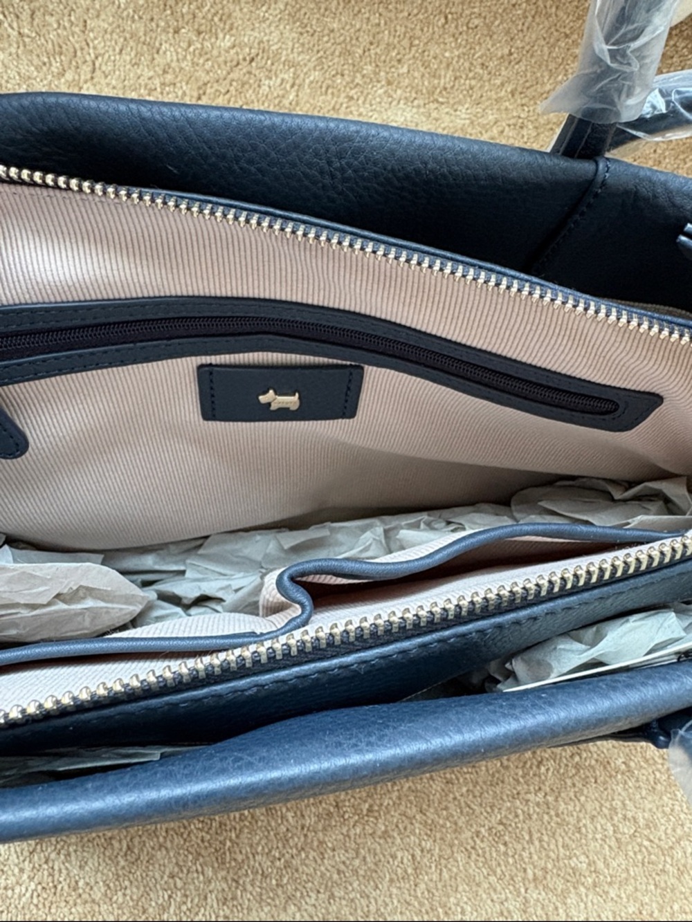 RADLEY LONDON Dark Blue Arlington Court Large Pebbled Leather Satchel - Picture 4 of 6